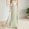 New women's fresh light green pleated jacquard camisole pleated long dress dress