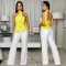Women's clothing European and American summer commuting neck hanging slim fit top wide leg pants two-piece set new