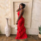 Wind solid color hanging neck bag buttocks dress, women's summer new fashionable dress dress