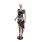 Slanted shoulder short sleeved irregular dress, fashionable digital print, summer casual style