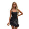 American-style solid color floral figure-hugging dress for women, summer new fashion party gown