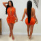 Women's sexy deep V-neck bag hip short skirt nightclub spicy girl solid color dress