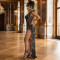 Female Dress with Split and Charming Beadwork