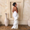 Wind solid color hanging neck bag buttocks dress, women's summer new fashionable dress dress