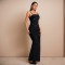 New women's rhinestone camisole evening gown, ribbon banquet host, hip hugging dress