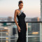 New women's light luxury nail bead socialite dinner fish tail dress