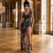 Female Dress with Split and Charming Beadwork