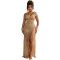 Female Dress with Split and Charming Beadwork