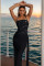 New women's rhinestone camisole evening gown, ribbon banquet host, hip hugging dress