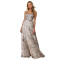 Women's strapless fishbone floral pleated long evening gown with fairy like chiffon long skirt