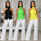 Women's clothing European and American summer commuting neck hanging slim fit top wide leg pants two-piece set new