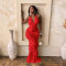 Wind solid color hanging neck bag buttocks dress, women's summer new fashionable dress dress