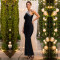 New women's light luxury nail bead socialite dinner fish tail dress