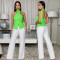 Women's clothing European and American summer commuting neck hanging slim fit top wide leg pants two-piece set new