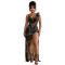 Female Dress with Split and Charming Beadwork