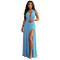 Women's deep V-neck pleated high slit long dress dinner party dress