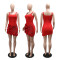 American-style solid color floral figure-hugging dress for women, summer new fashion party gown