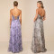 Women's strapless fishbone floral pleated long evening gown with fairy like chiffon long skirt