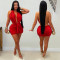 Women's sexy deep V-neck bag hip short skirt nightclub spicy girl solid color dress