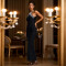 New women's light luxury nail bead socialite dinner fish tail dress