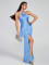 Hot selling new halter top long dress with tassel at the hem sexy evening party dress