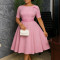 New fashionable and elegant dress for foreign trade, round neck short sleeved dress