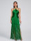 Hot selling new halter top long dress with tassel at the hem sexy evening party dress
