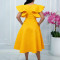 Elegant summer temperament with lotus leaf sleeves, waist cinched and tied dress, cross-border dress