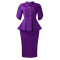 Fashionable and elegant ruffled V-neck slim fit hip hugging short sleeved plus size African dress