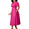 New fashionable and elegant round neck bubble sleeves, large skirt, medium to long foreign trade dress
