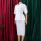 Fashionable and elegant ruffled V-neck slim fit hip hugging short sleeved plus size African dress