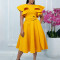 Elegant summer temperament with lotus leaf sleeves, waist cinched and tied dress, cross-border dress