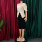 New foreign trade style elegant and fashionable round neck five quarter sleeve patchwork hip hugging dress