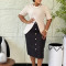 New foreign trade style elegant and fashionable round neck five quarter sleeve patchwork hip hugging dress