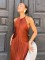 European and American cross-border party party temperament, neck hanging tassel long dress, formal dress