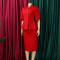 Fashionable and elegant ruffled V-neck slim fit hip hugging short sleeved plus size African dress