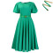 New fashionable and elegant round neck bubble sleeves, large skirt, medium to long foreign trade dress