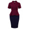 New summer short sleeved ruffled elegant temperament color blocked hip hugging African dress