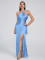 Hot selling new halter top long dress with tassel at the hem sexy evening party dress