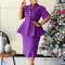 Fashionable and elegant ruffled V-neck slim fit hip hugging short sleeved plus size African dress
