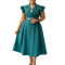 Summer new style OL suit collar mid length double breasted dress