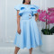 Elegant summer temperament with lotus leaf sleeves, waist cinched and tied dress, cross-border dress