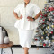 Fashionable and elegant ruffled V-neck slim fit hip hugging short sleeved plus size African dress