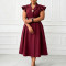 Summer new style OL suit collar mid length double breasted dress