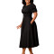 New fashionable and elegant round neck bubble sleeves, large skirt, medium to long foreign trade dress