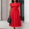 Elegant temperament, plus size, mid length, high waist, and large swing dress
