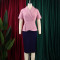 New summer short sleeved ruffled elegant temperament color blocked hip hugging African dress