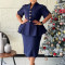 Fashionable and elegant ruffled V-neck slim fit hip hugging short sleeved plus size African dress