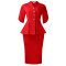 Fashionable and elegant ruffled V-neck slim fit hip hugging short sleeved plus size African dress