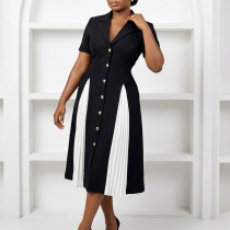New women's clothing style fashionable commuting simple suit collar splicing color